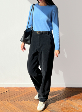 Plain Sight 碳黑天日干全棉灯芯绒中腰直身裤