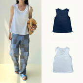 Plain Sight 藏蓝 新春｜9折 白色有机天竺全棉U领无袖 背心