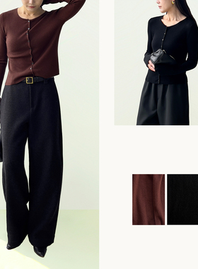 (2色）Plain Sight 黑、酒红色羊毛针织开衫