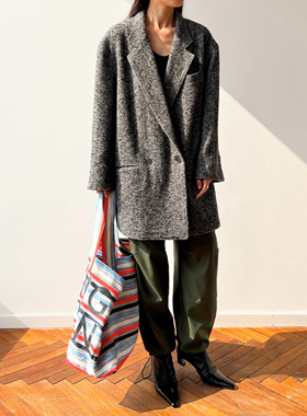 (2色）Plain Sight 深灰、人字纹羊毛廓形男朋友西装