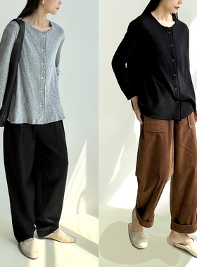 (2色）Plain Sight 花灰、黑色双层有机棉三开身开衫