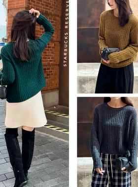 (3色)Plain Sight 意大利 Z*gna绵羊毛落肩短款毛衣