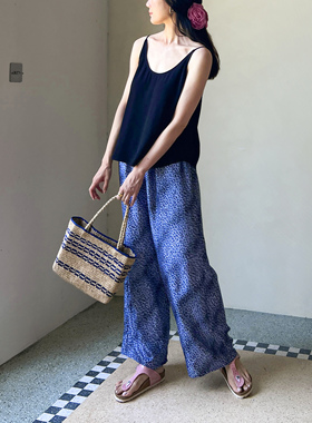 Pain Sight 法式紫色渐变豹纹桑蚕丝松紧腰空气裤