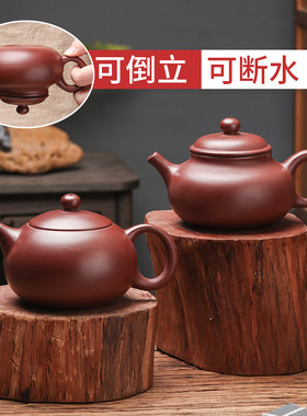 潮州朱泥手拉壶大号龙蛋壶可断水