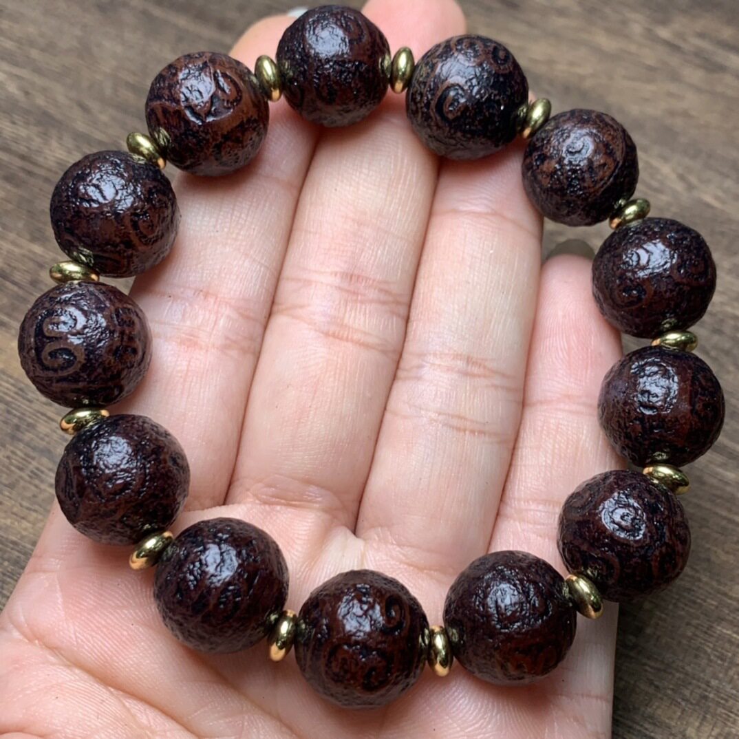 本命年藏式精品老玛瑙如意回龙纹手串复古民族风单圈手持手链礼物