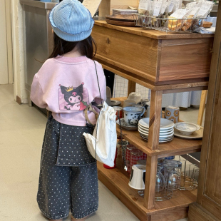 p簾波點褲 庫洛米衛(wèi)衣套裝 女童秋裝 2025女寶韓系假兩件上衣 兩件套