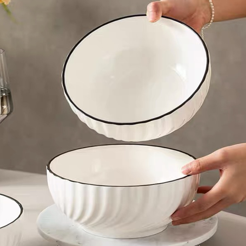 8英寸陶瓷大汤碗家用面碗简约浮雕餐具 螺蛳粉碗汤面碗2024新款碗