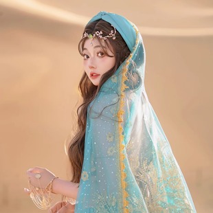 舞蹈配饰印度舞头纱头饰肚皮舞新疆舞演出异域风情遮脸纱巾表演服