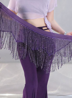 肚皮舞腰链2026新款亮片重工璀璨流苏臀巾腰饰爵士舞百搭演出腰巾