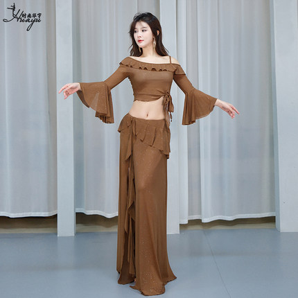 肚皮舞练功服2025新款喇叭袖显瘦长裙套装东方舞蹈服仙气演出服装