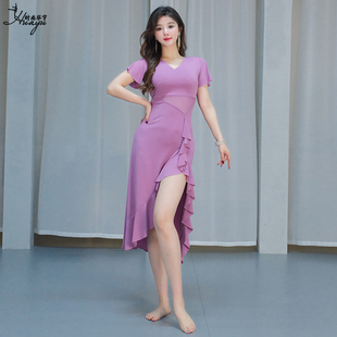 时尚 性感荷叶边显瘦连衣裙拉丁表演出服 华宇肚皮舞练功服原创新款