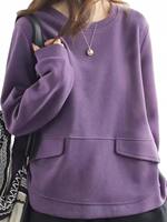 A new loose long-sleeved pocket design for women's autumn and winter sweatshirts, featuring a high-end, stylish, casual and warm look thumbnail 8