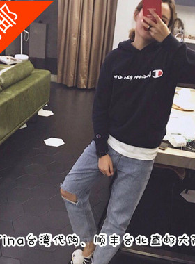 日版Champion小标刺绣连帽毛圈棉 情侣套頭卫衣男 女長袖上衣