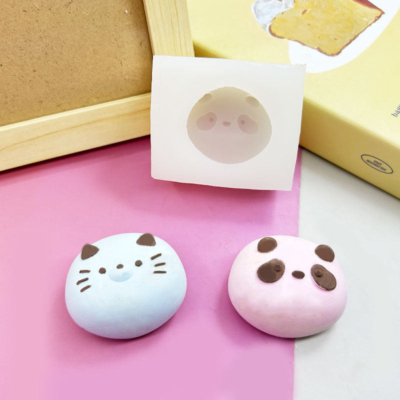 猫咪大福熊猫捏捏乐硅胶模具蛋糕装饰烘焙工具巧克力糖模具