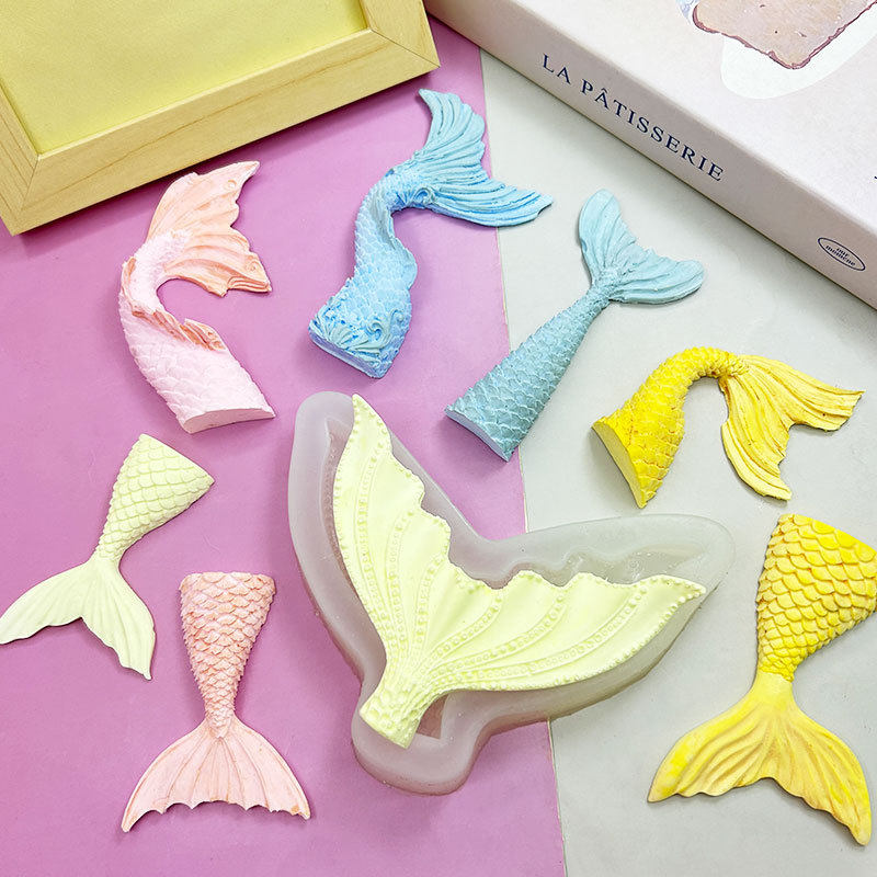 美人鱼尾硅胶模具巧克力饼干蛋糕烘焙模具干佩斯海洋主题慕斯装饰
