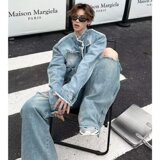 W03P65式复古水洗牛仔外套男款秋季设计感渐变立领夹克发型师潮牌，男装夹克，星座218-1（原230）