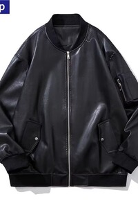 Y7712P85秋冬皮衣外套女韩版宽松中长款棒球服机车酷帅气2024新款图片
