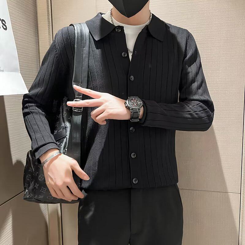 S518P50秋冬款男士休闲针织开衫韩版修身翻领毛衣潮流百搭毛线衣,男装针织衫/毛衣,星座218-1（原230）