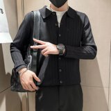 S518P50秋冬款男士休闲针织开衫韩版修身翻领毛衣潮流百搭毛线衣，男装针织衫/毛衣，星座218-1（原230）