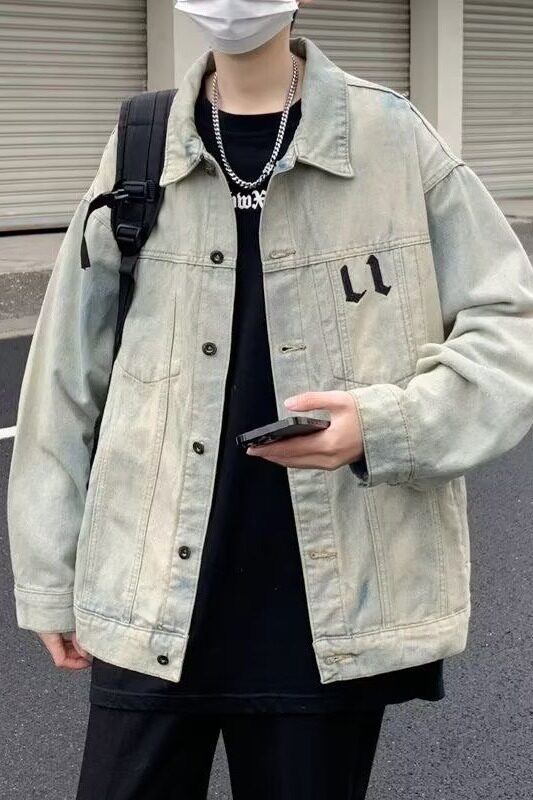 8586P65水洗黄泥牛仔外套男春秋美式复古hiphop西海岸十字架工装,男装夹克,星座218-1（原230）