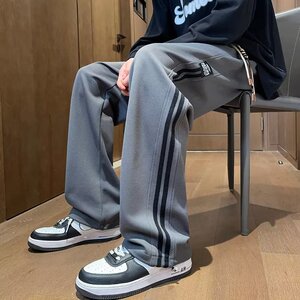 K016P55条纹休闲裤男2024秋款百搭潮牌直筒裤宽松垂感阔腿美式运图片