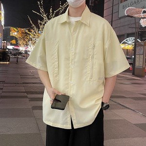 时尚纯色短袖衬衫男士夏季新款宽松简约透气衬百搭上衣CS2239P45图片