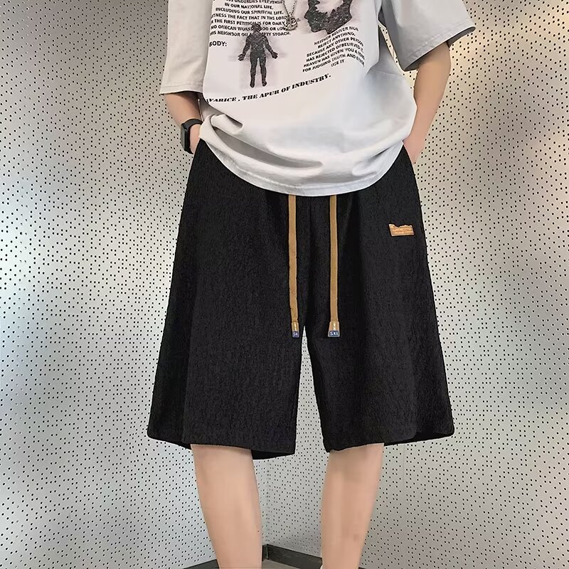 休夏季新款小众设计感宽松大码阔腿高街潮牌运动五分裤子D5622P35,男装牛仔裤,星座218-1（原230）