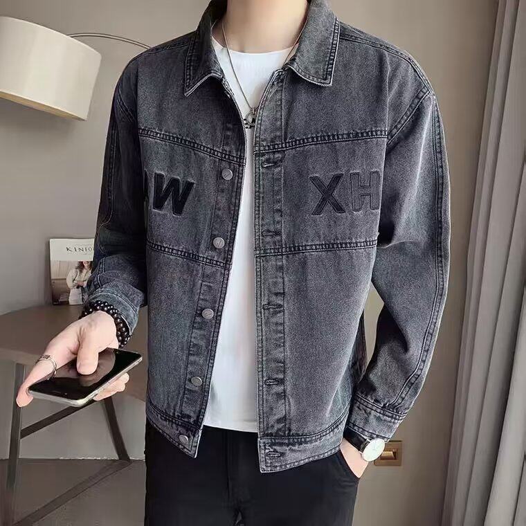 N104P65春秋季外套牛仔夹克男2024新款韩版潮流刺绣帅气休闲复古,男装夹克,星座218-1（原230）
