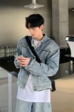 W03P65春夏季潮牌ins薄款工装牛仔外套男宽松大码修身百搭夹克港，男装夹克，星座218-1（原230）