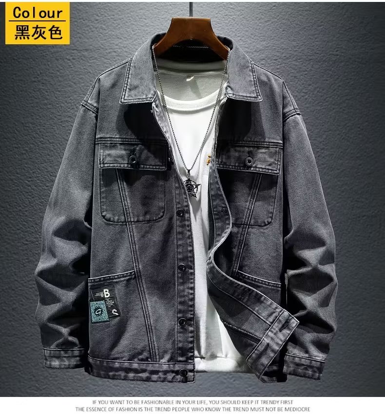 3113P58四季通用修身外穿时尚都市男夹克日常潮流长袖牛仔布新款,男装夹克,星座218-1（原230）