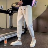 K193P40男休闲裤裤子哈伦裤运动裤潮牌潮流束脚纯色简约百搭ins，男装休闲裤，星座218-1（原230）