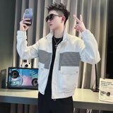 J8927P75设计感拼接外套男春秋季潮牌痞帅男装立领夹克2024新款休，男装夹克，星座218-1（原230）