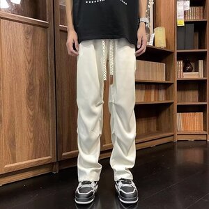 XU17P40美式抽绳降落伞裤子男夏季高街复古速干直筒裤阔腿工装休图片