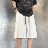 休夏季新款小众设计感宽松大码阔腿高街潮牌运动五分裤子D5622P35，男装牛仔裤，星座218-1（原230）