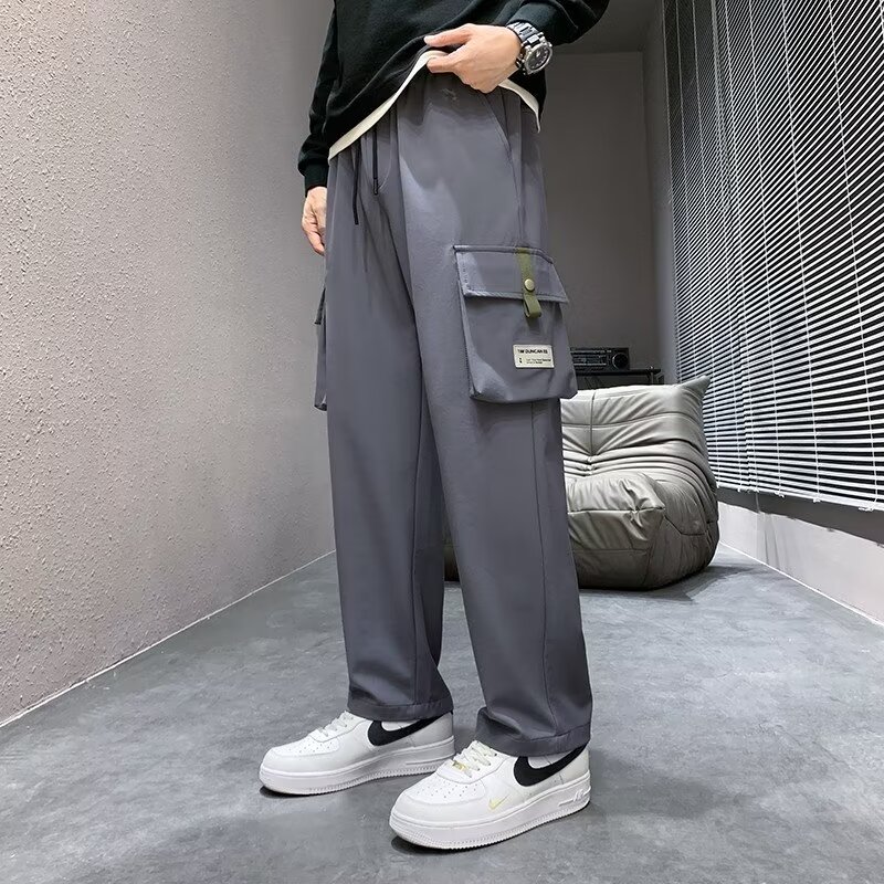 K2896P40工装裤男秋冬款黑色休闲裤男士2024新款美式宽松直筒长裤,男装休闲裤,星座218-1（原230）