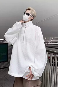 919P45半拉链卫衣男秋季美式潮牌设计感小众宽松休闲长袖上衣华夫图片
