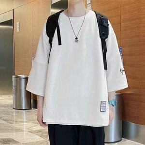 wassup happy冰丝短袖t恤男夏季薄款潮牌凉感宽松五分袖休闲上衣图片