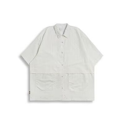 日系休闲潮基础衬衫短袖百搭大口袋宽松复古夏通勤衬衣C231P45,男装衬衫,星座218-1（原230）
