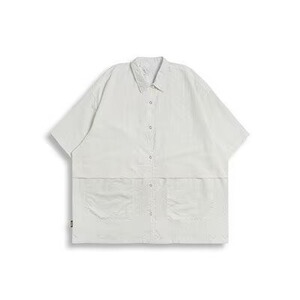 日系休闲潮基础衬衫短袖百搭大口袋宽松复古夏通勤衬衣C231P45图片
