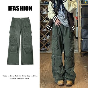 自家图控98欧美街头hiphop工装裤男春秋潮牌嘻哈多口直筒KZ22P75图片