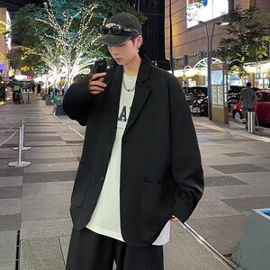 X01P65西装外套男生痞帅潮流宽松设计感小众春季新款小西服ins个图片