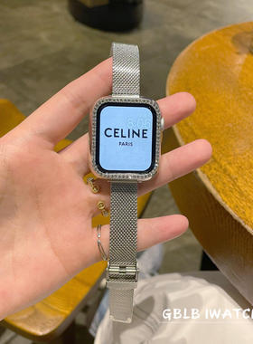 适用苹果手表带不锈钢小蛮腰apple watchS11987SE5夏天iwatch潮女