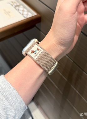 尼龙编织腊肠狗磁吸表带适用11代applewatch10苹果S9iwatch87se32
