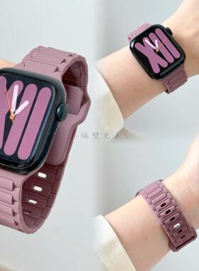 适用苹果手表带AppleWatchS10运动柔软硅胶iwatch987SE46简约大气