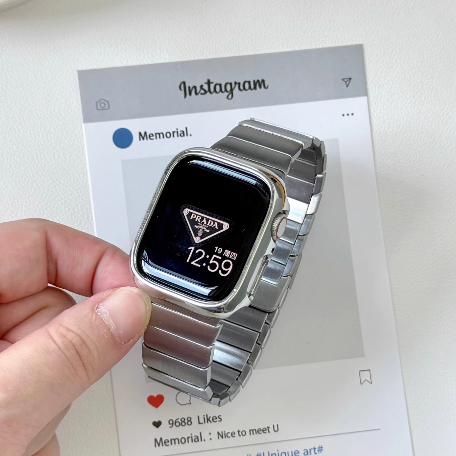适用apple watchS10苹果手表带不锈钢一株磁吸iwatch9875SE46商务