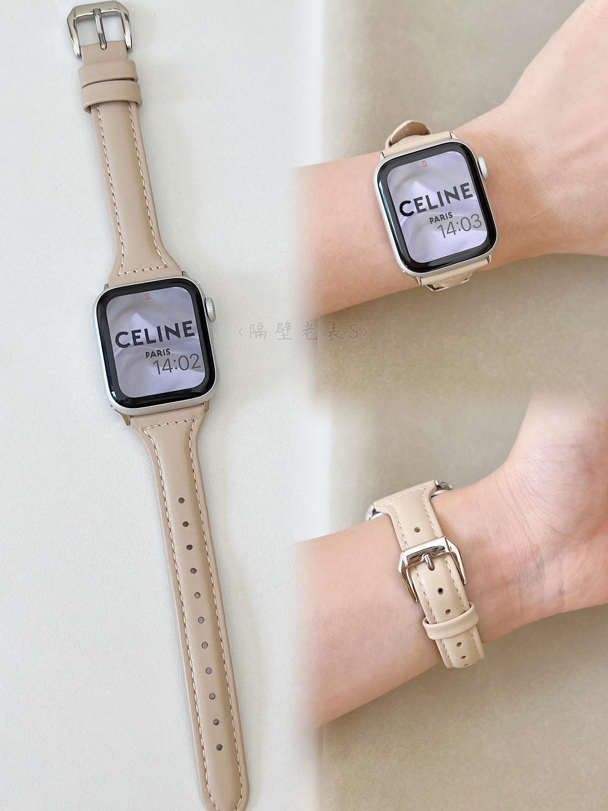 牛皮小蛮腰细款适用watchS10表带