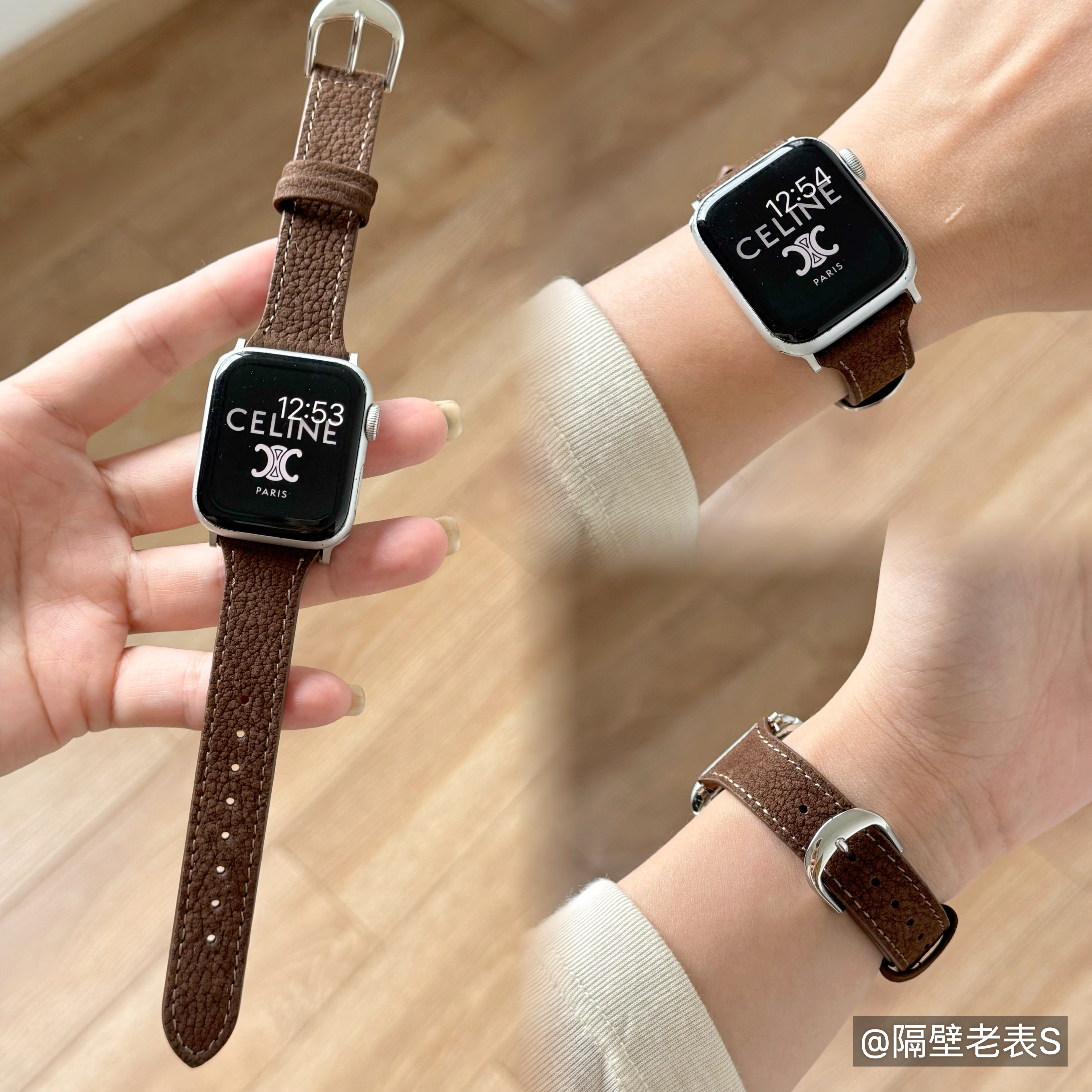 适用watchS11表带磨砂纹皮质柔软