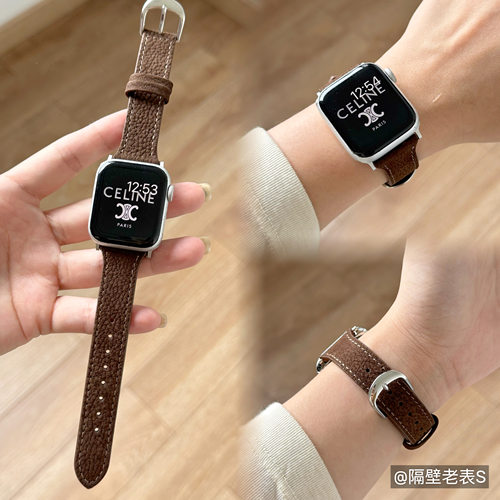 适用watchS12表带磨砂纹皮质柔软