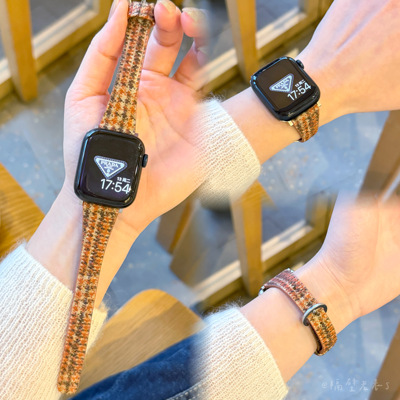 小蛮腰千鸟格皮质watchS11表带女