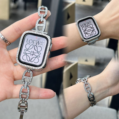 镂空金属镶钻适用watchS11表带女